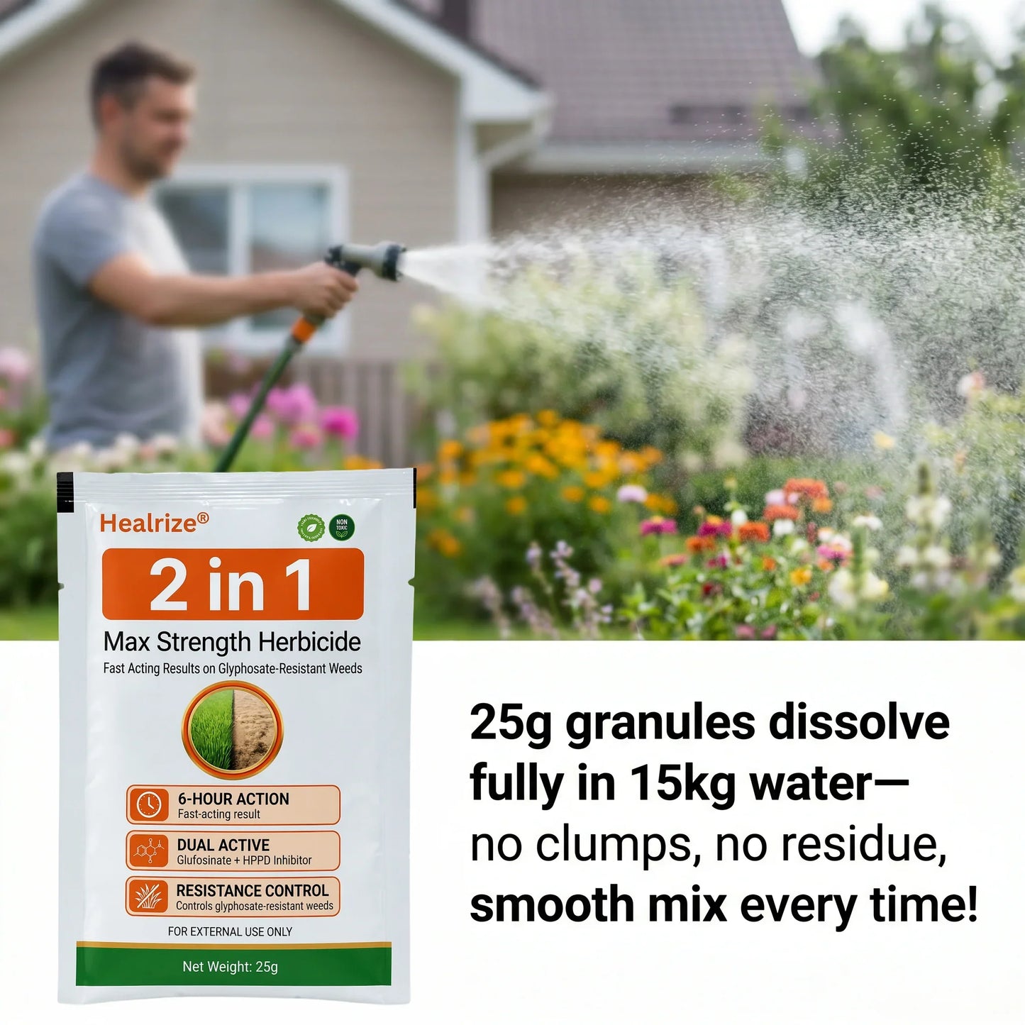 Healrize® 2-𝖎𝖓-1 Max Strength Herbicide: Fast Acting Results on Glyphosate-Resistant Weeds