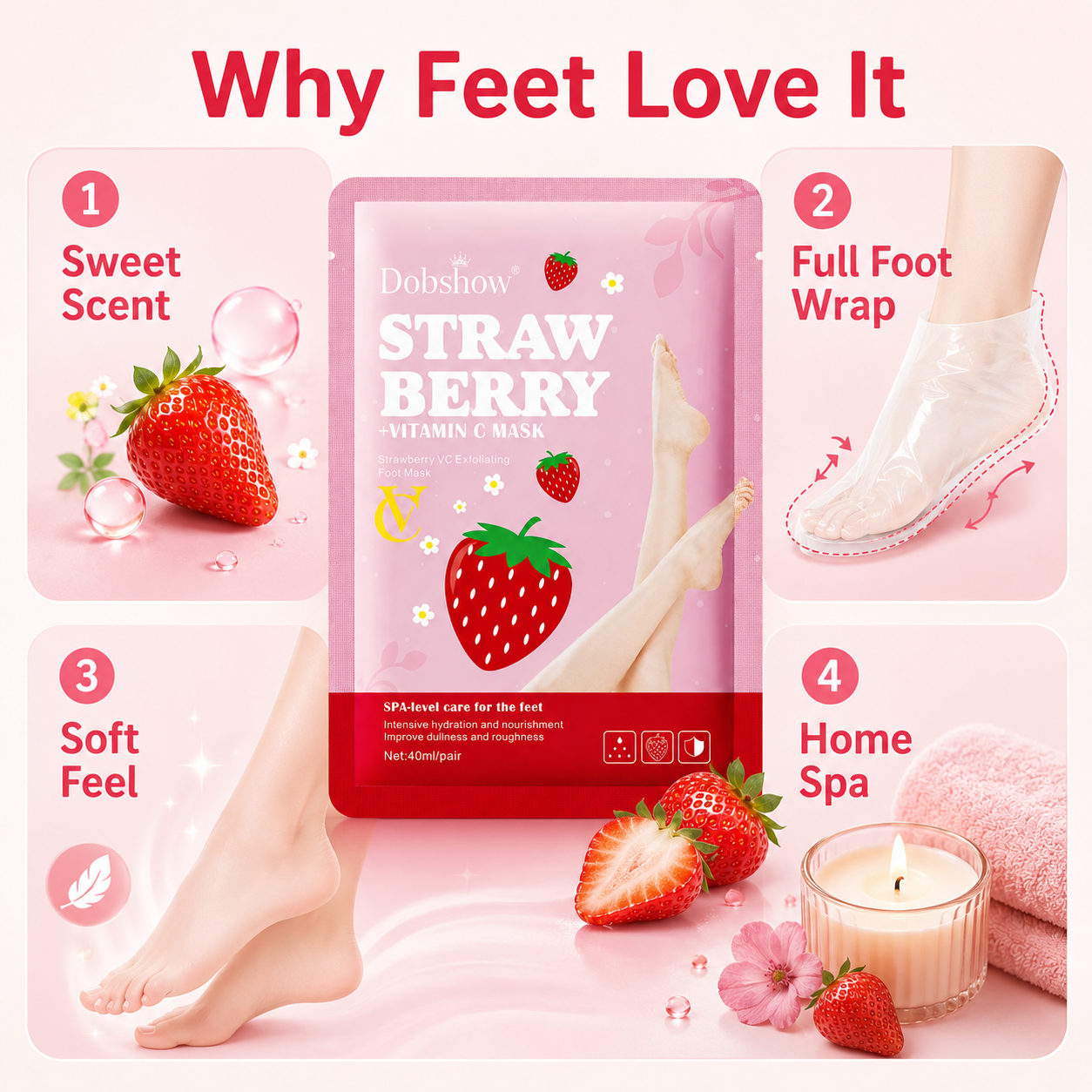 Dobshow® Strawberry + Vitamin C Foot Mask