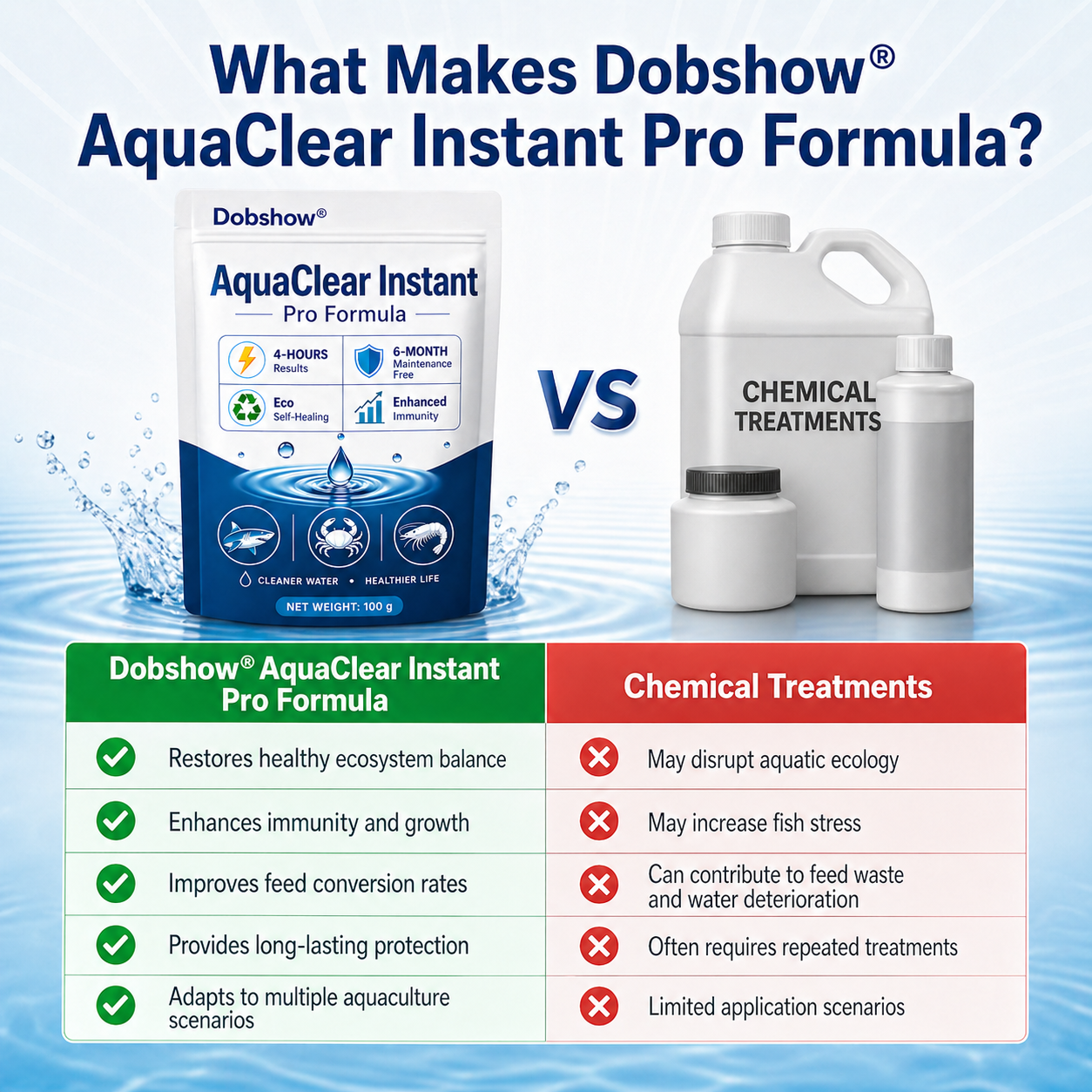 🧬 Clears Green Water in 24h | 100% Fish Safe (Bio-Formula)Dobshow® AquaClear Instant Pro Formula