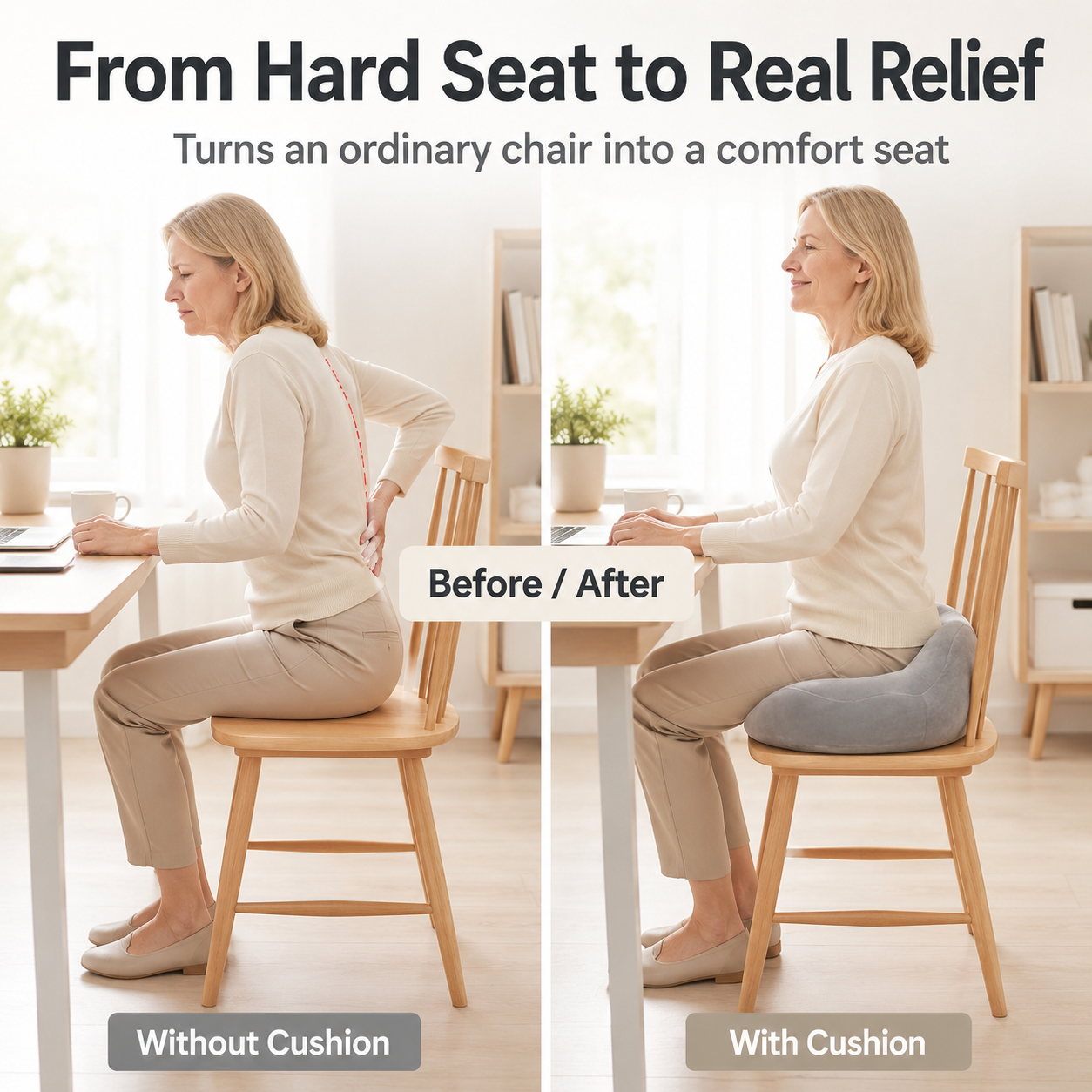 Dobshow® Long Sitting Beautiful Thighs Seat Cushion Office Thickened Version Home Sitting Cushion