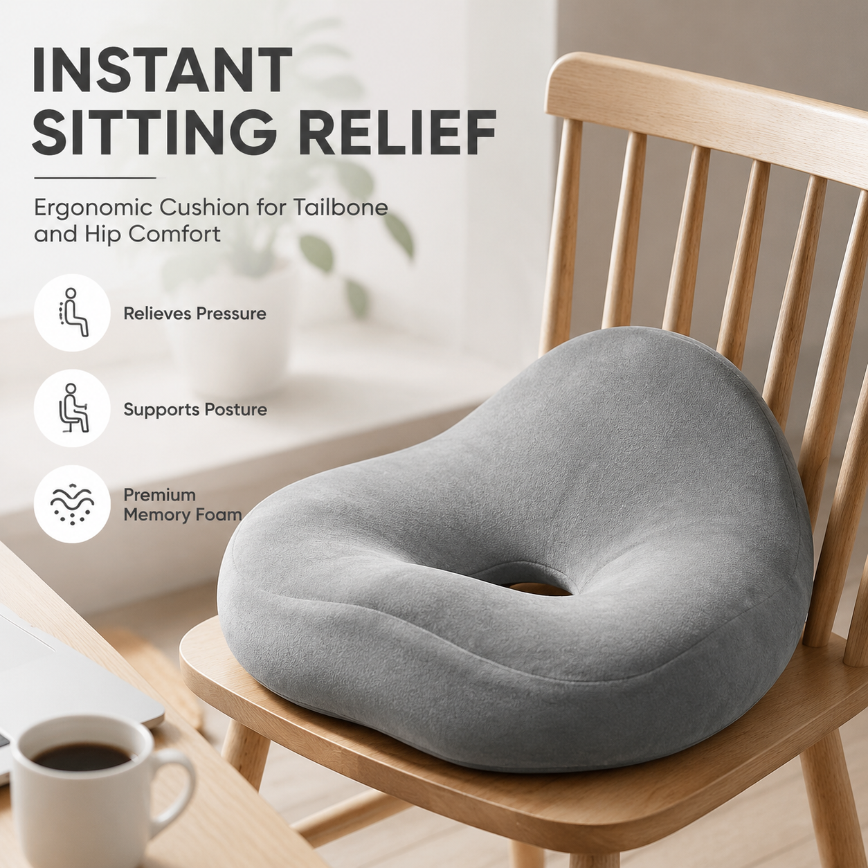 Dobshow® Long Sitting Beautiful Thighs Seat Cushion Office Thickened Version Home Sitting Cushion